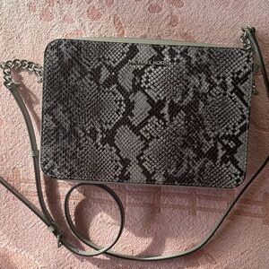 Michael Kors Black and Gray Snake Print Crossbody Bag